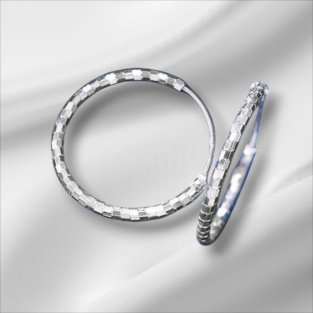 Sterling Silver Textured Hoop Earrings, NWOT - Great Gift 🎁